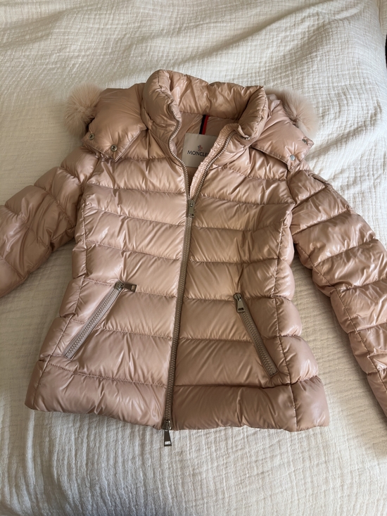 Moncler Jackets & Blazers - Moncler Women's Blush Pink Quilted Down Puffer Jacket with Fur-Trim Hood